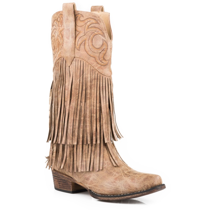 Womens Tan Smooth Fringe Boot 5 R