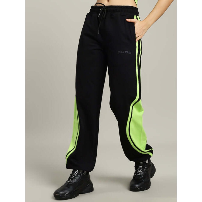 WOMENS VECTOR BAGGY JOGGERS BLACK-NEON XS