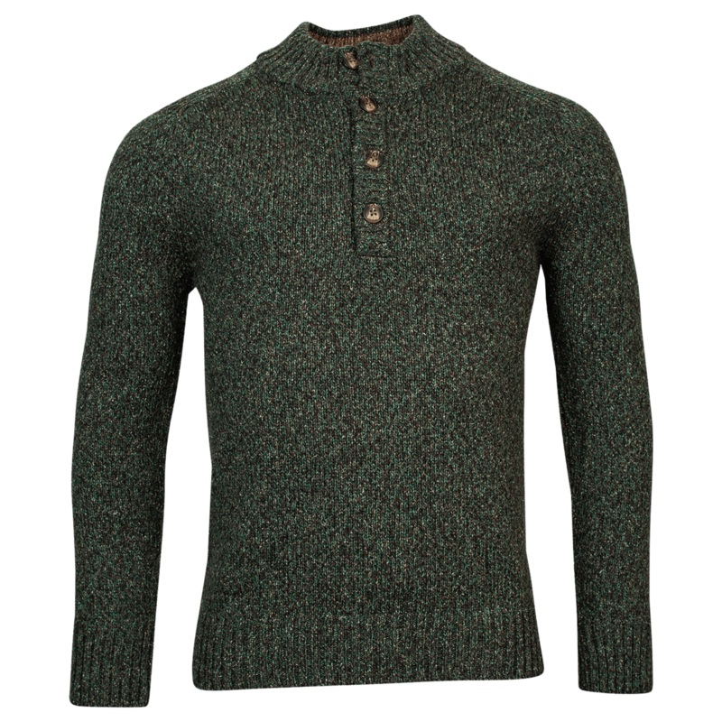 Baileys Buttoned 1/4 Neck Jumper Olive Medium