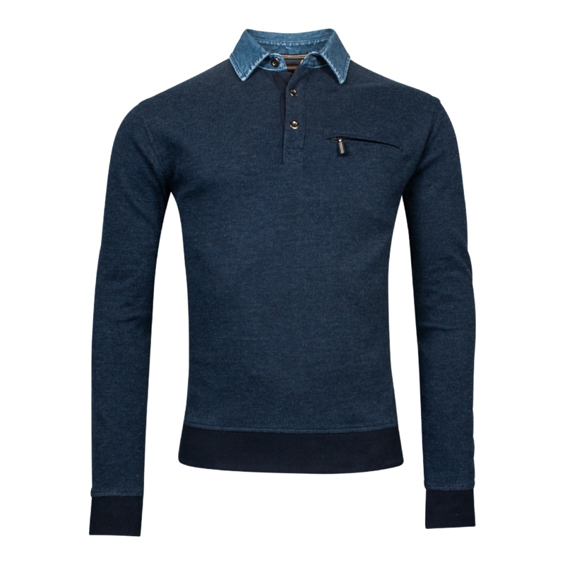 Baileys Denim Collar Sweatshirt Navy 2 X-Large