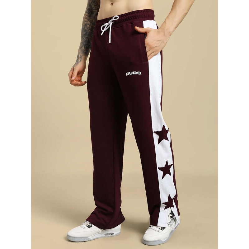 BROX STAR RELAXED FIT JOGGERS MAROON-WHITE XS