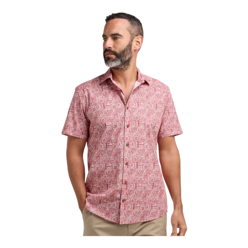 Double Two Printed Short Sleeve Shirt Brick 2 X-Large