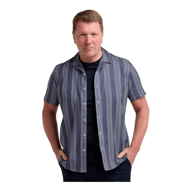 Double Two Printed Short Sleeve Shirt Navy 2 X-Large