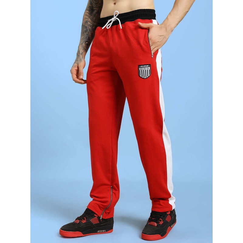 ELEGANT RELAXED-FIT JOGGERS RED XS