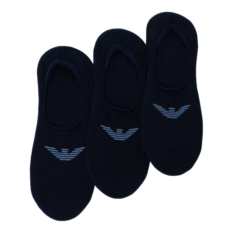 Emporio Armani 3-Pack Footie Socks Navy Small-Medium