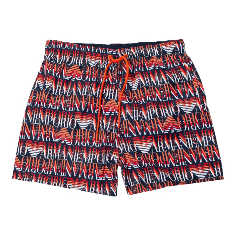 Emporio Armani All Over Print Swim Shorts Navy Medium