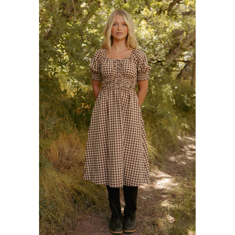 Kaitlyn Dress in Chocolate Gingham XX Small