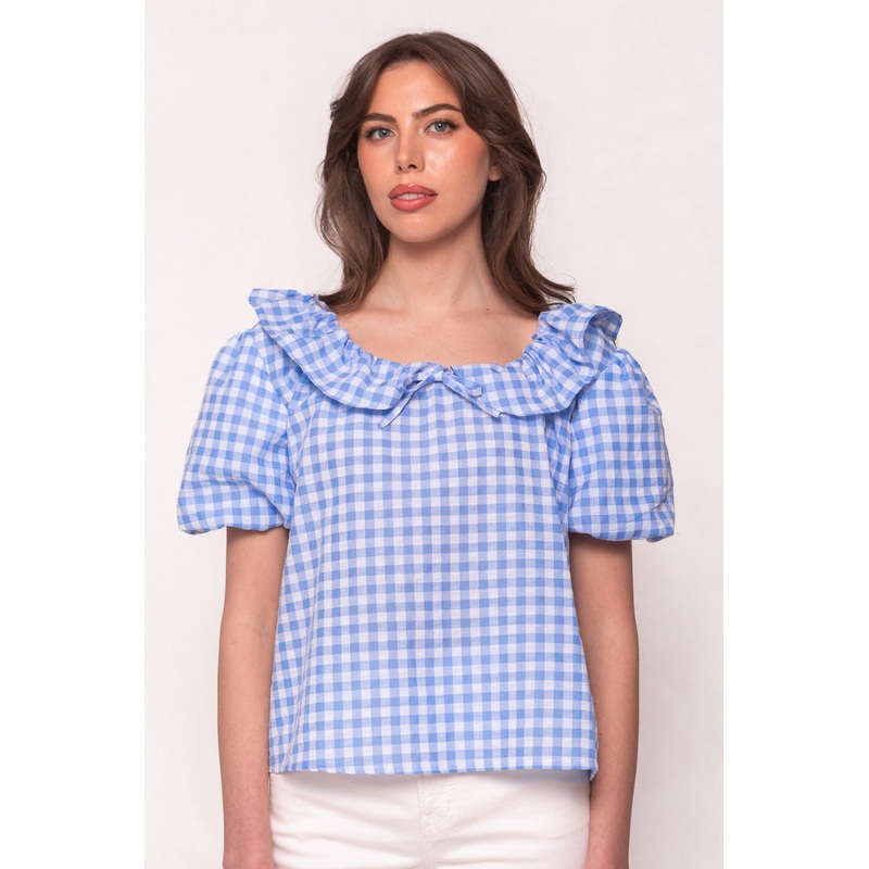 Lorelai Top in Blue Gingham XX Small