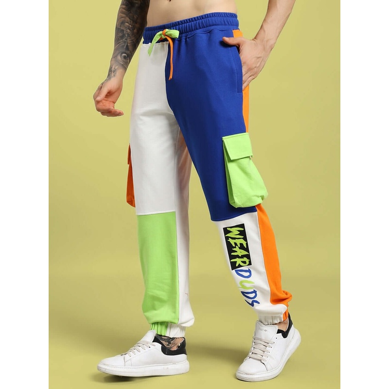 NICE MULTI POCKET COLORBLOCK RELAXED-FIT JOGGERS MULTI XS