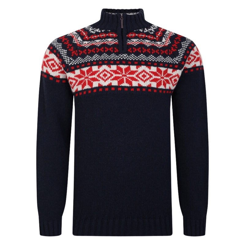 Peter Gribby Nordic 1/4 Zip Jumper Navy Medium