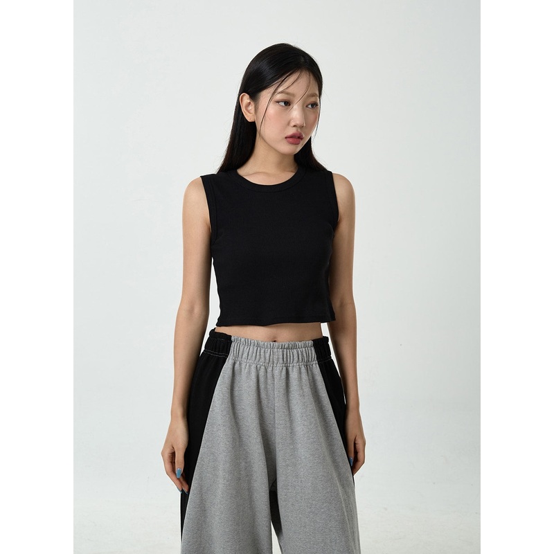 Basic Ribbed Cropped Tank Top CU13 Light Blue S/M