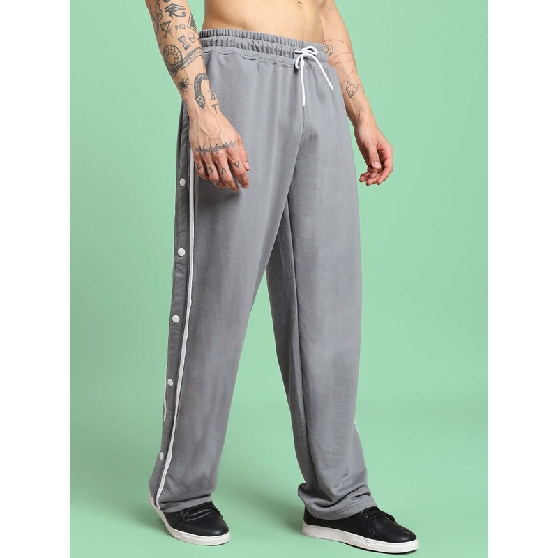 CONTRAST PANEL COTTON TERRY JOGGER GREY XS