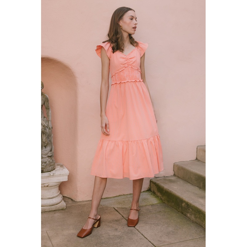 Gidget Dress in Orange Gingham XX Small