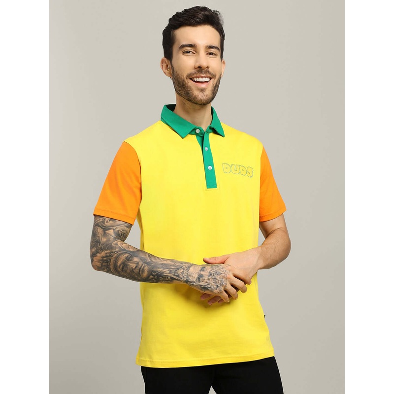 HARRY CONTRASTING POLO T-SHIRT YELLOW XS