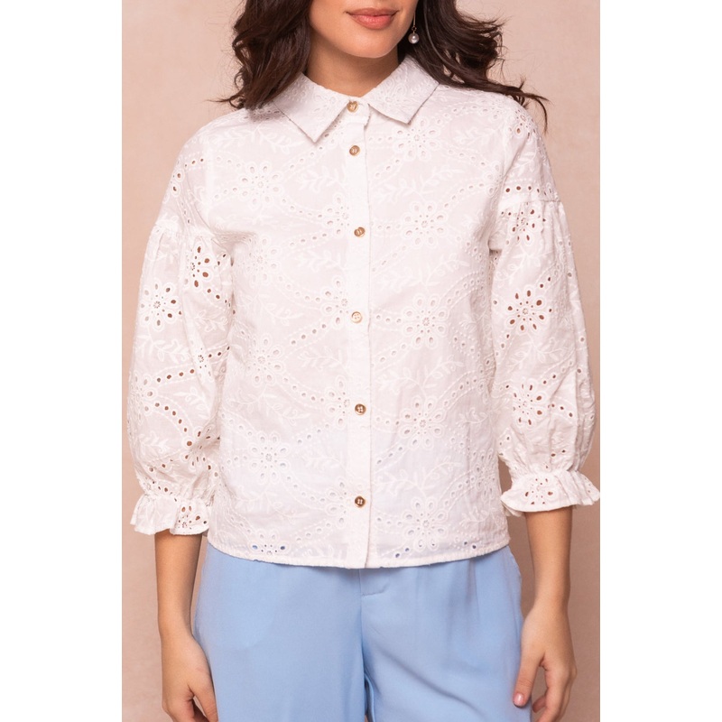 Lane Blouse in White Eyelet XX Small