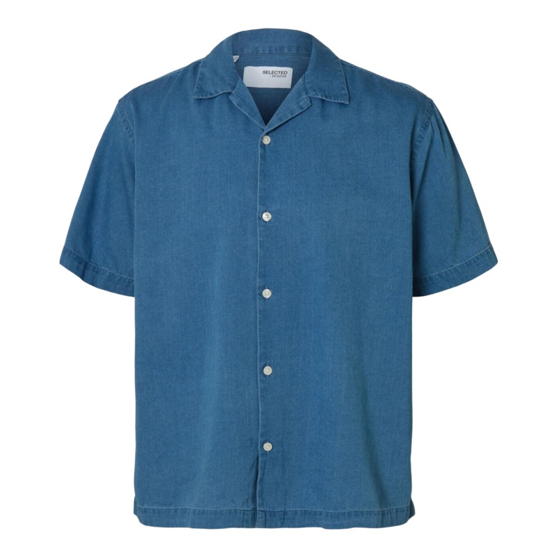 Selected Rick Denim Short Sleeve Shirt Medium Blue Denim Small