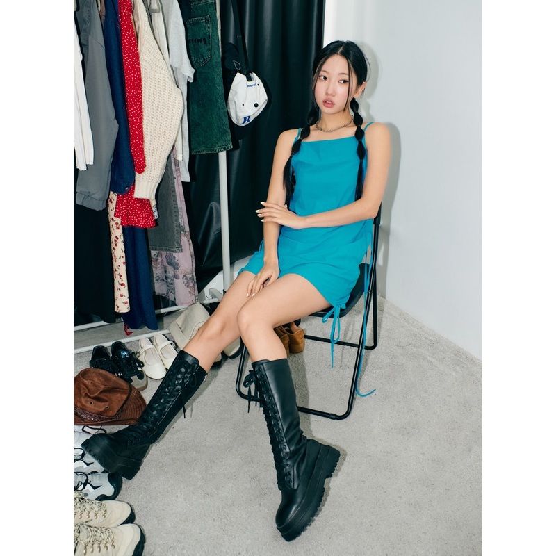 Sleeveless Side-Tie Mini Dress IS304 White S/M