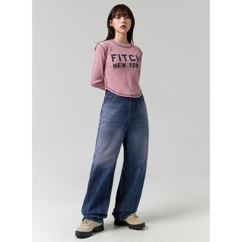 Wide Leg Cotton Jeans CG331 Blue S