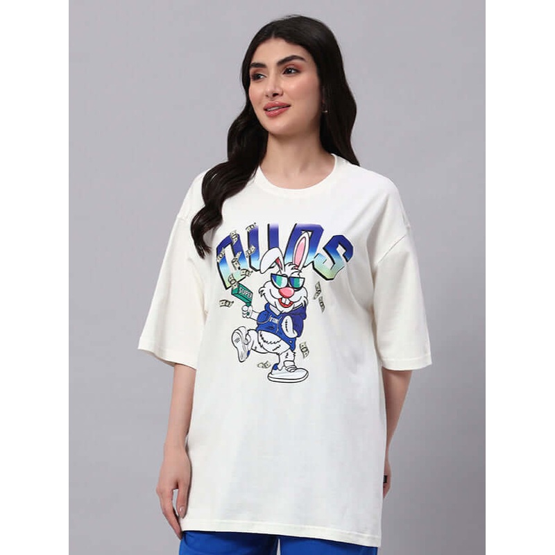 WOMENS BUNNY BUGS OVERSIZED T-SHIRT OFF-WHITE XS