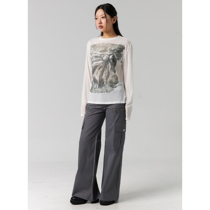 Cargo Wide-Leg Pants CG315 Light gray S
