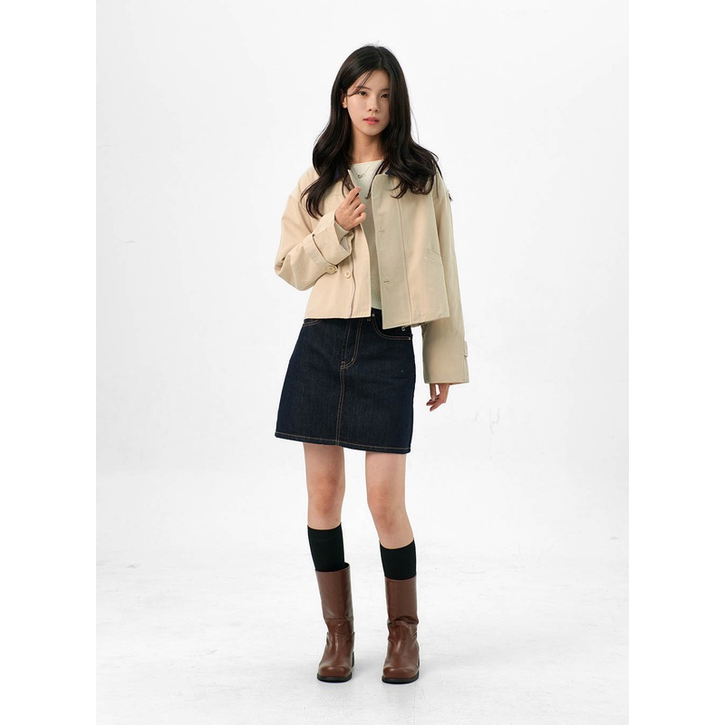 Indigo Denim Mini Skirt OG323 Dark blue S