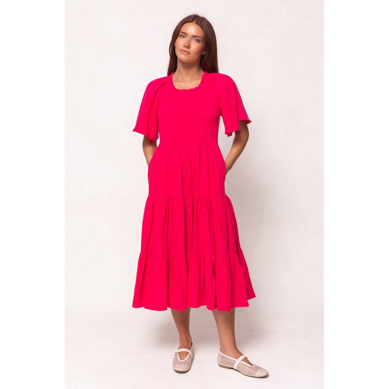 Jovie Midi Dress in Hot Pink XX Small