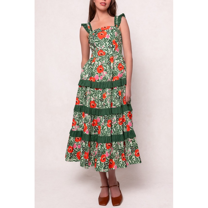 Juno Dress in Green Floral XX Small