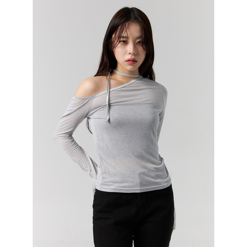 One Shoulder Long Sleeve Top CG317 White S/M