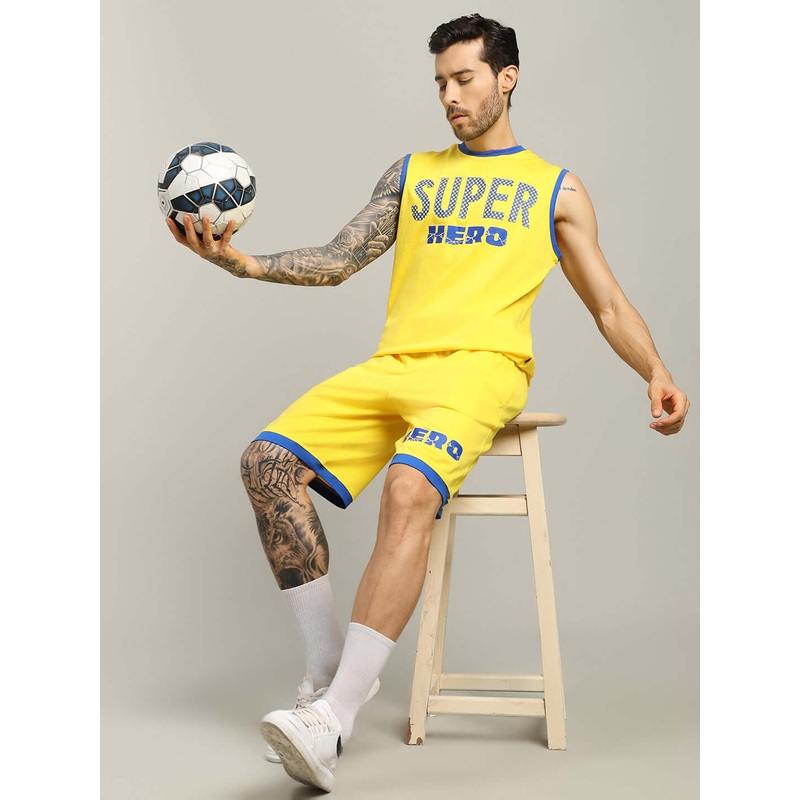 SUPER HERO CO-ORD SET YELLOW MAN XS