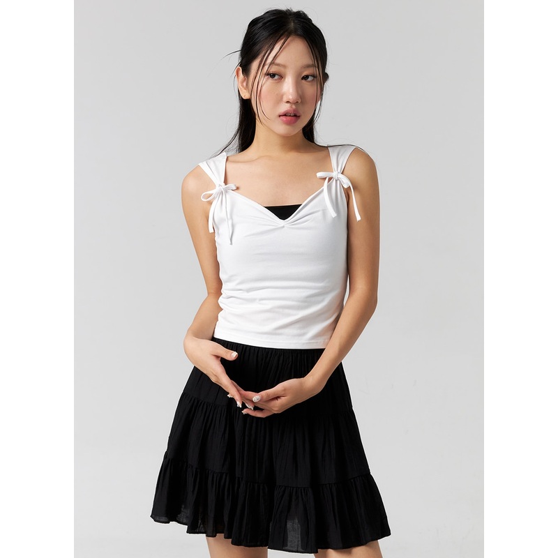 V-Neck Ribbon Top CG303 White S/M