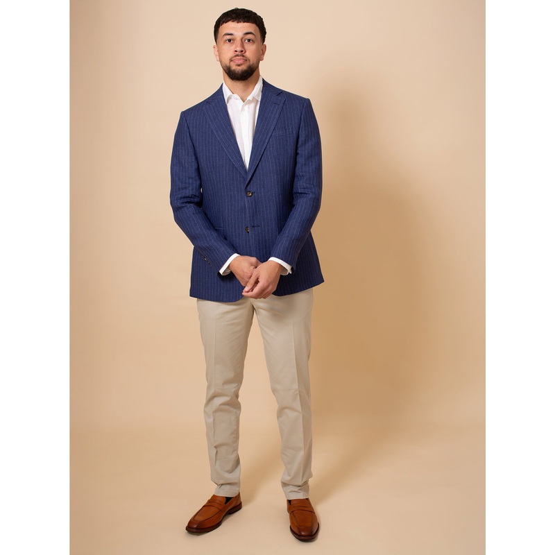 William David Cambridge Stripe Jacket Fully Lined Blue 38 Regular