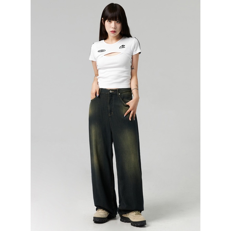 Dark Wash Baggy Jeans CL324 Dark blue S