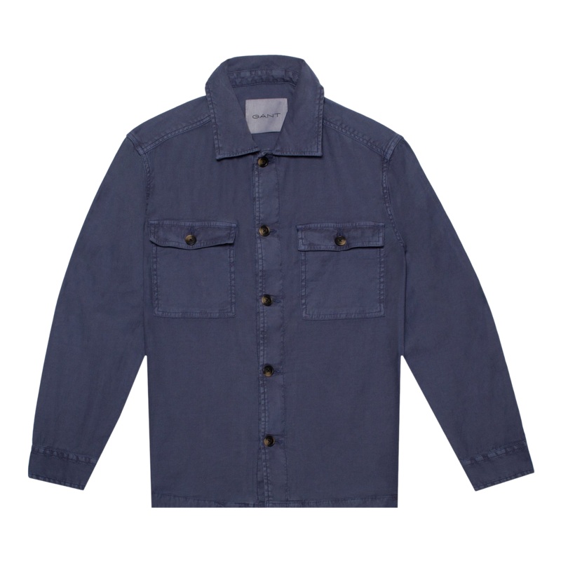 GANT Reg Cotton/Linen Overshirt Dusty Navy Small