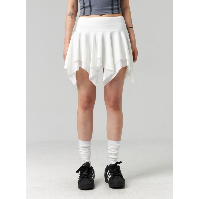 Layered Ruffle Mini Skirt CL324 White S/M