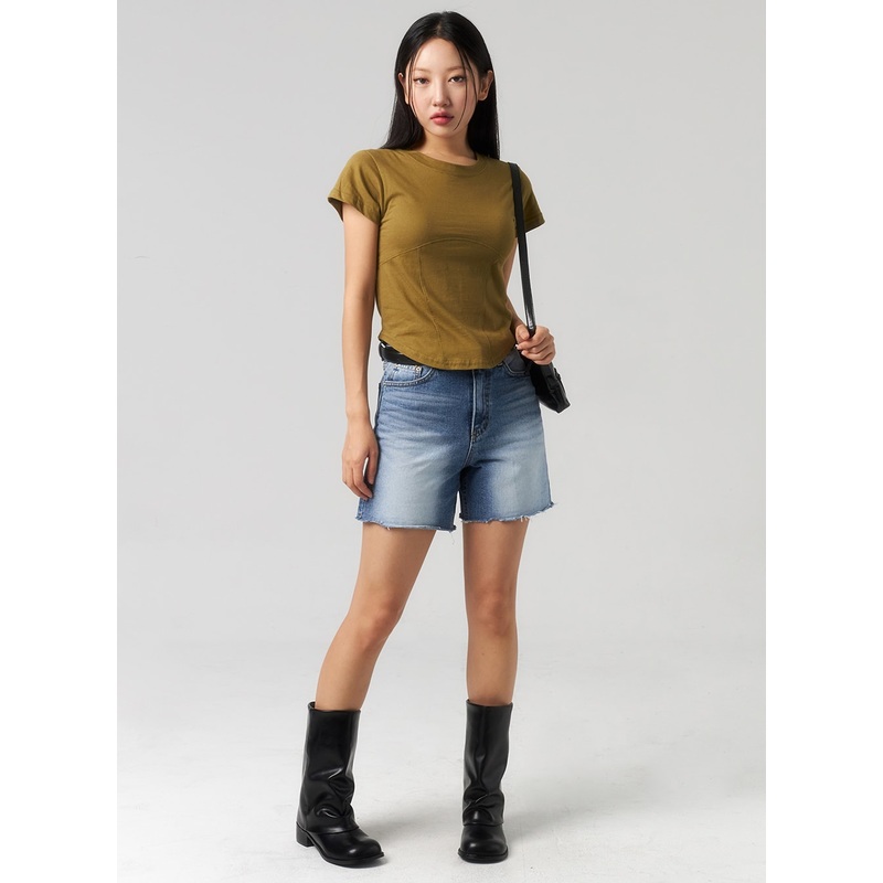 Mid-Wash Denim Shorts CU328 Blue S