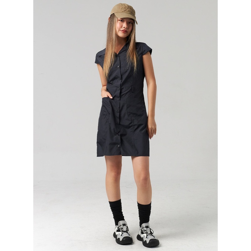 Nylon Button Mini Dress CL307 Light beige S/M