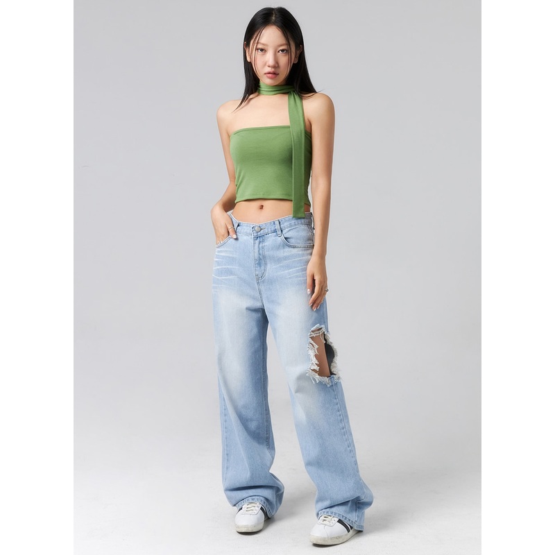 Ripped Side Jeans CL320 Light blue S