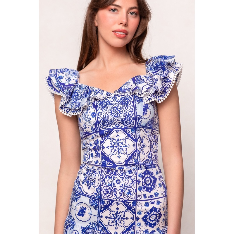 Rosina Blouse in Blue Tile XX Small