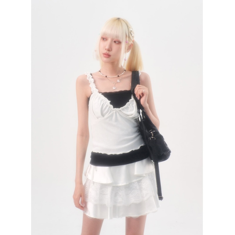 V-Neck Frill Top IL305 White S/M