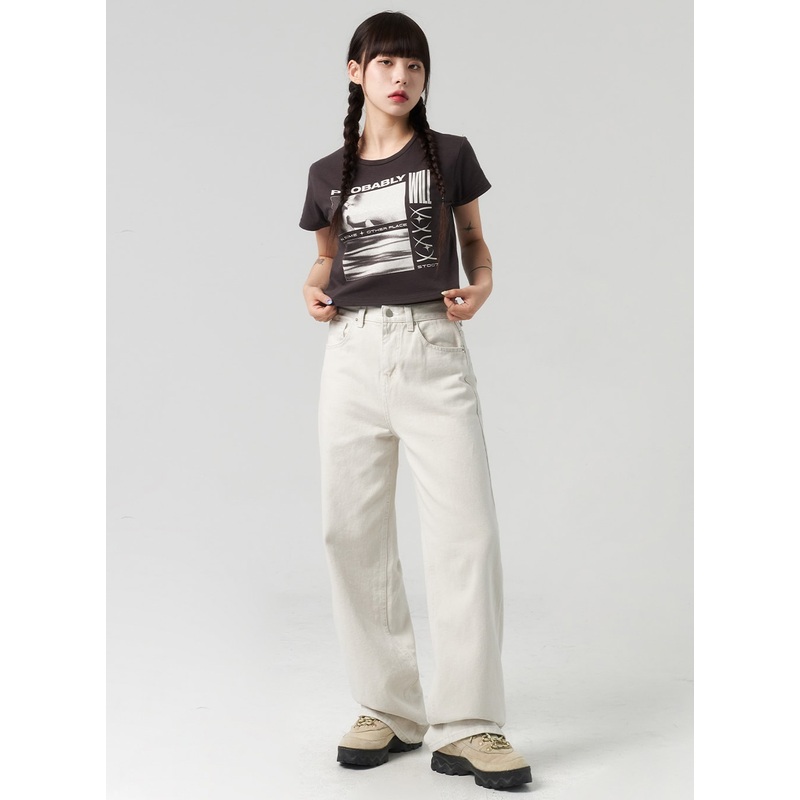 Wide Leg Color Pants CL317 Light beige S