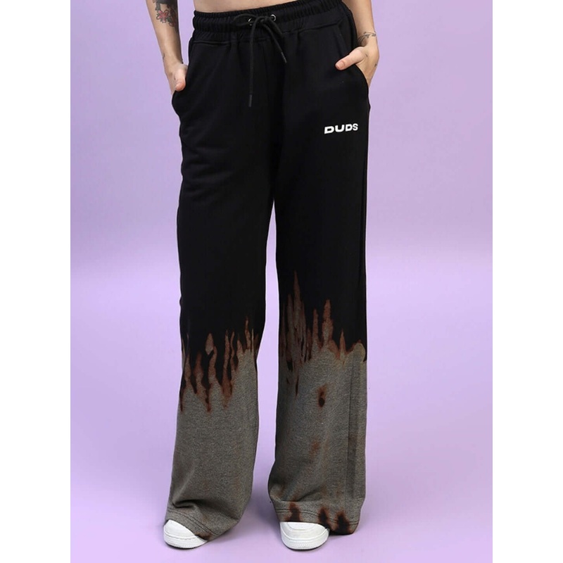 WOMEN’S FIRE FLAME BAGGY TIE-DYE JOGGER BLACK XS