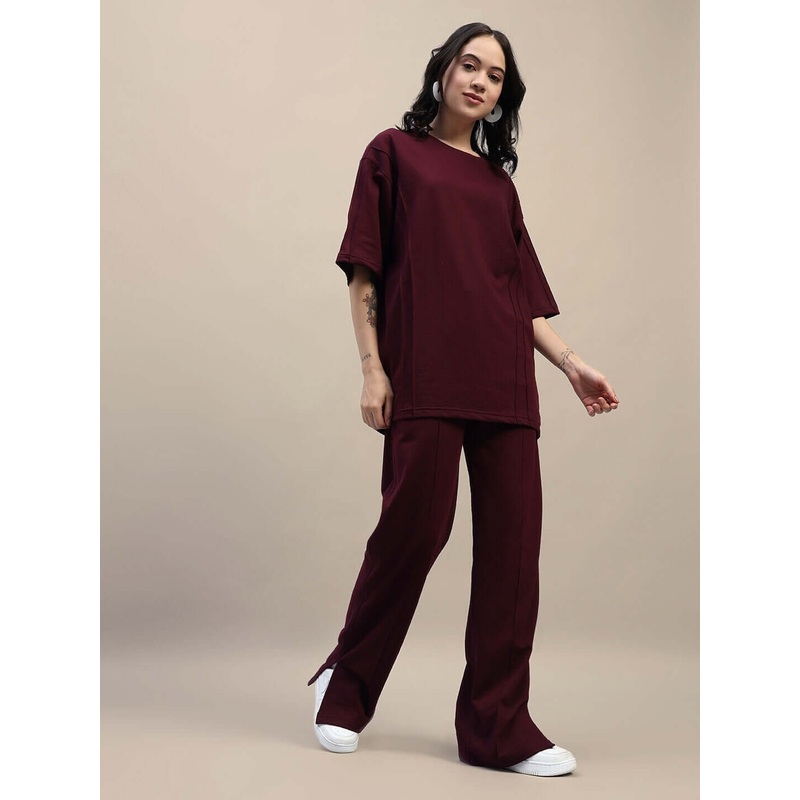 WOMEN’S ZION RELAXED FIT CO-ORD SET MAROON XS
