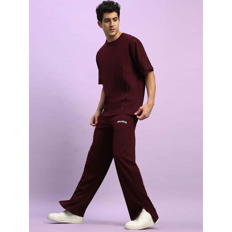 ZION RELAXED FIT CO-ORD SET MAROON XS