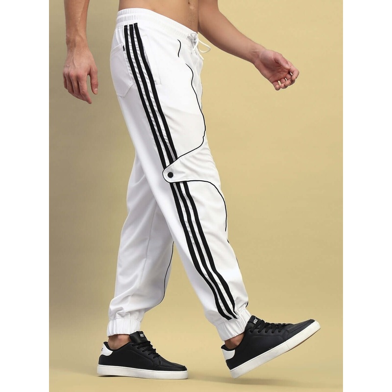 BOLSON STRIPES RELAXED-FIT JOGGERS WHITE XS