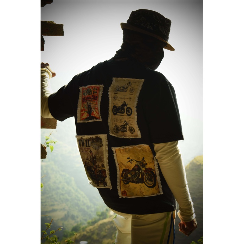 HARLEY DESIGNER OVER-SIZED T-SHIRT BLACK XS