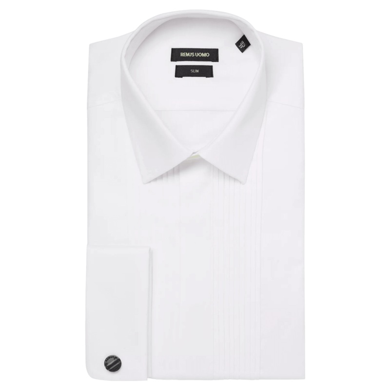 Remus Uomo Ashton Slim Fit Pleated Dress Shirt White 15