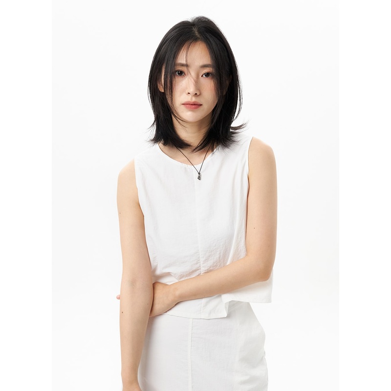 Sleeveless Nylon Blouse OU314 White S/M
