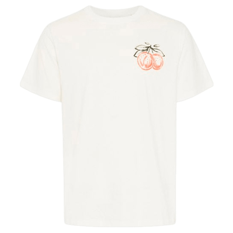 !SOLID Orange Print T-Shirt Off White Small