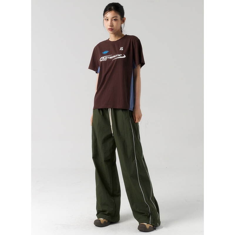 Wide Nylon Track Pants CU321 Gray S/M