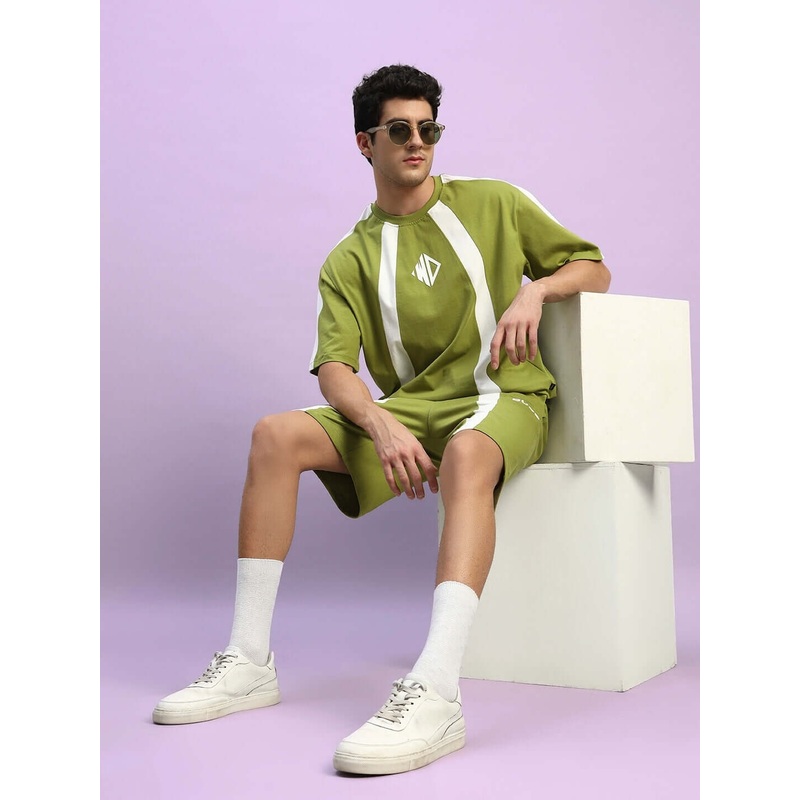 WIDELINE SUMMER CO-ORD SET OLIVE GREEN XS